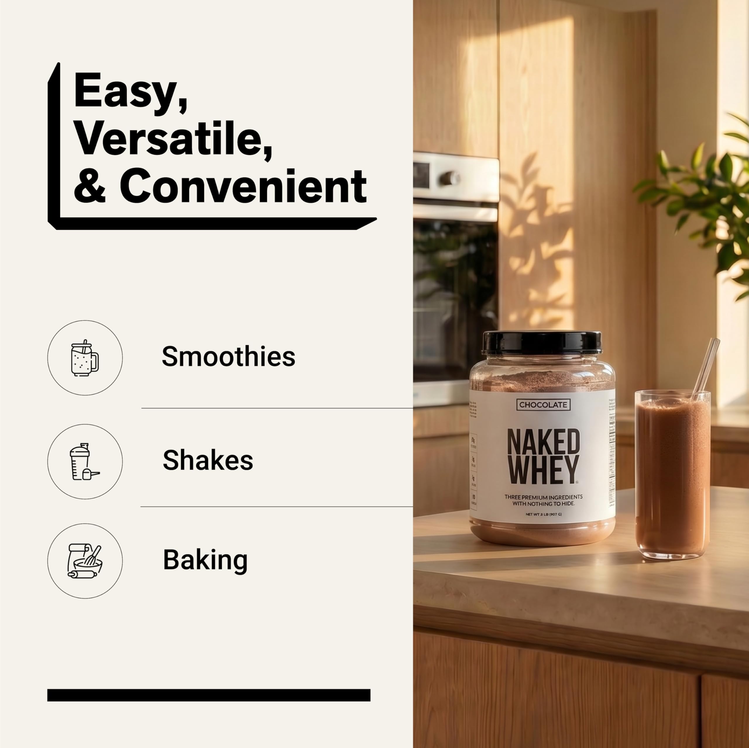 NAKED Whey Chocolate Protein Powder - Only 3 Ingredients - Grass Fed Whey Protein Powder, Organic Chocolate and Organic Coconut Sugar, NSF Certified, No GMO, No Soy, and Gluten Free - 24 Servings — Amazon image 7