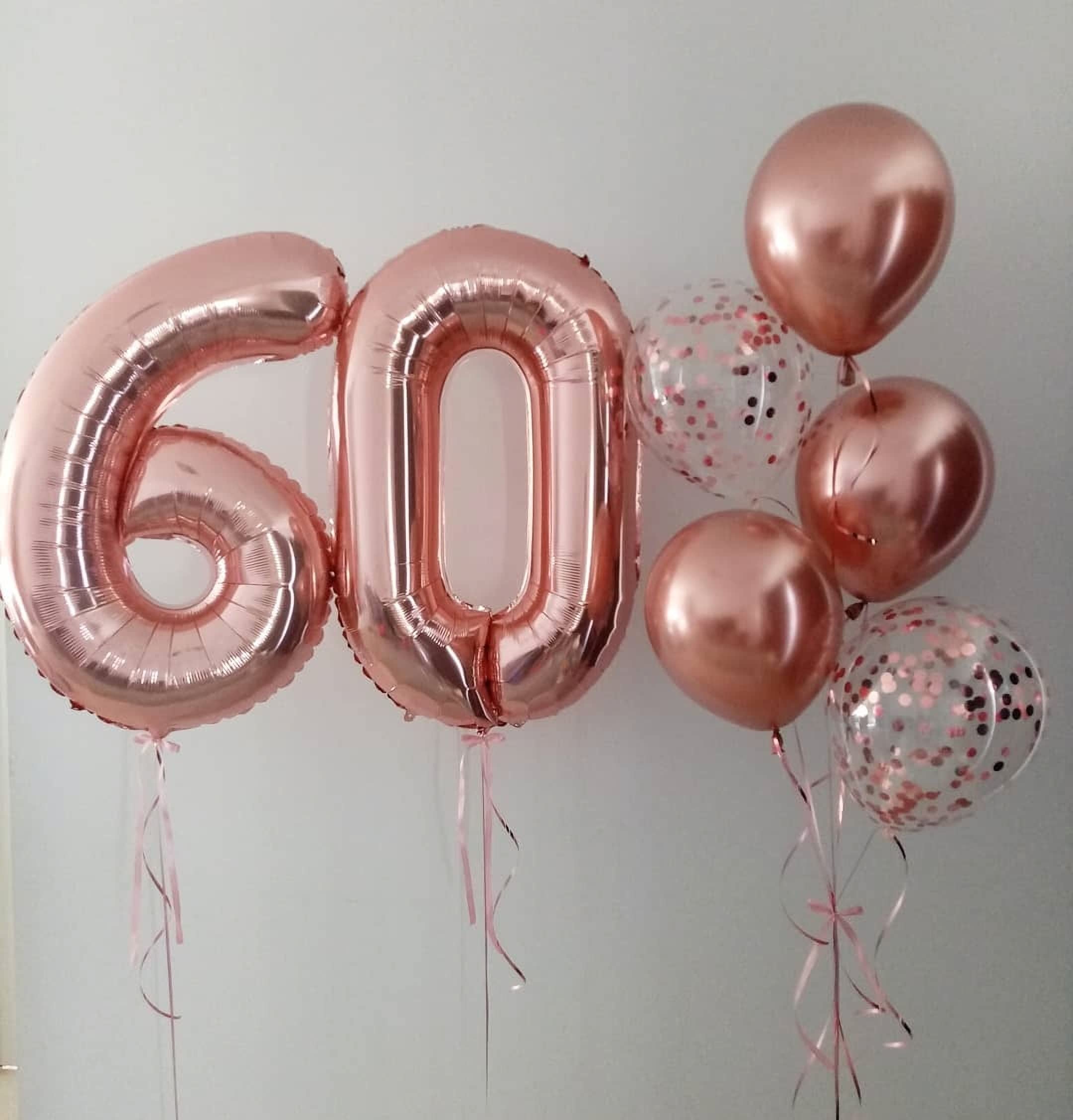 Amazon | EXGOX 数字 バルーン 大きい ローズゴールド 誕生日 ナンバー 