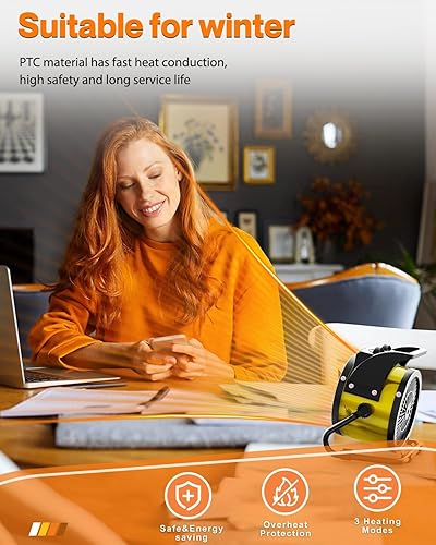 Miniatura 4 de Calentadores para exteriores para patio, calentador de espacio al aire libre de 1500 W con calentamiento rápido 3S PTC, calentador eléctrico de
