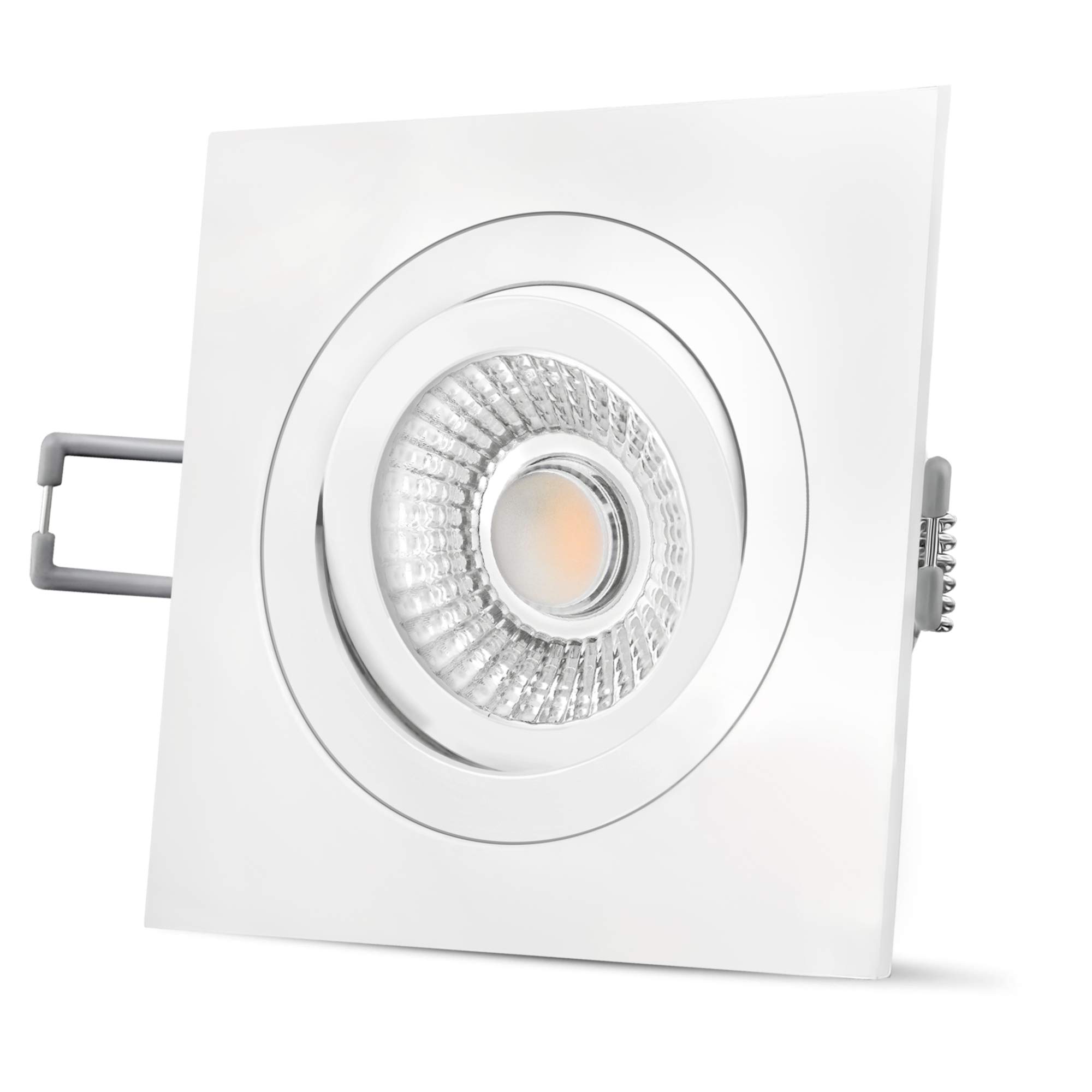 SSC-LUXon QF-2 Einbaustrahler schwenkbar mit LED Modul dimmbar mit 90 Ra - 6W warmweiß 230V - Decken Einbauspot weiß eckig