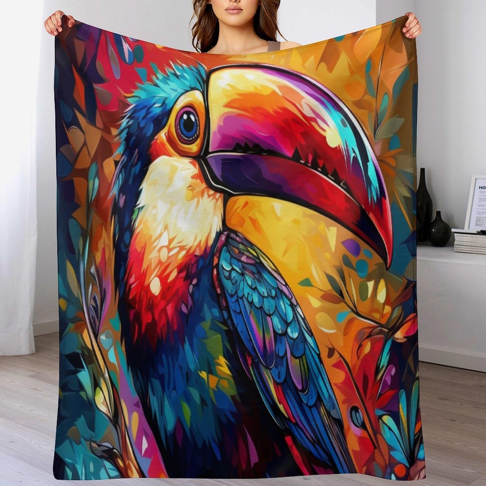 Couverture toucans chaude et douce pour cocooning sur le canapé