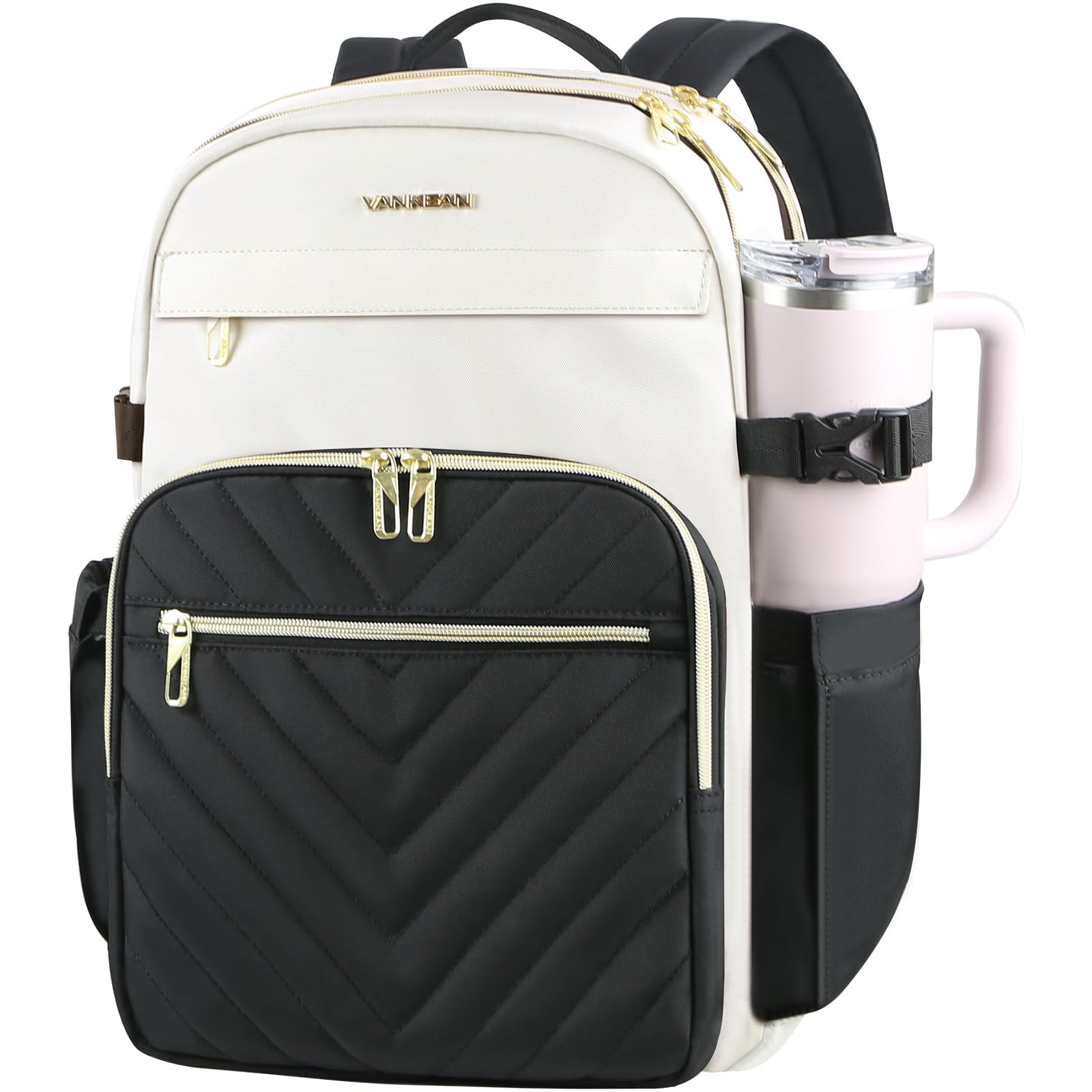 VANKEAN Laptop Backpack for Women with Pouch Pocket for Large Capacity Tumbler 15 6 Inch Laptop Computer Bag
