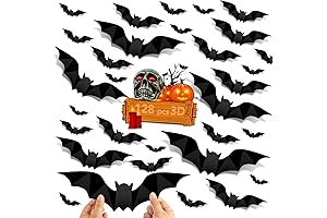 128-Piece Halloween Bats for Wall or Outdoor Decoration
