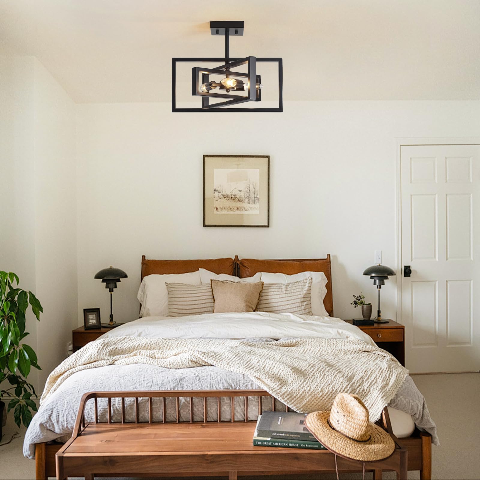 LWYTJO Black Ceiling Light Living Room, 3 Lights Black Chandeliers Ceiling Light - Image 4