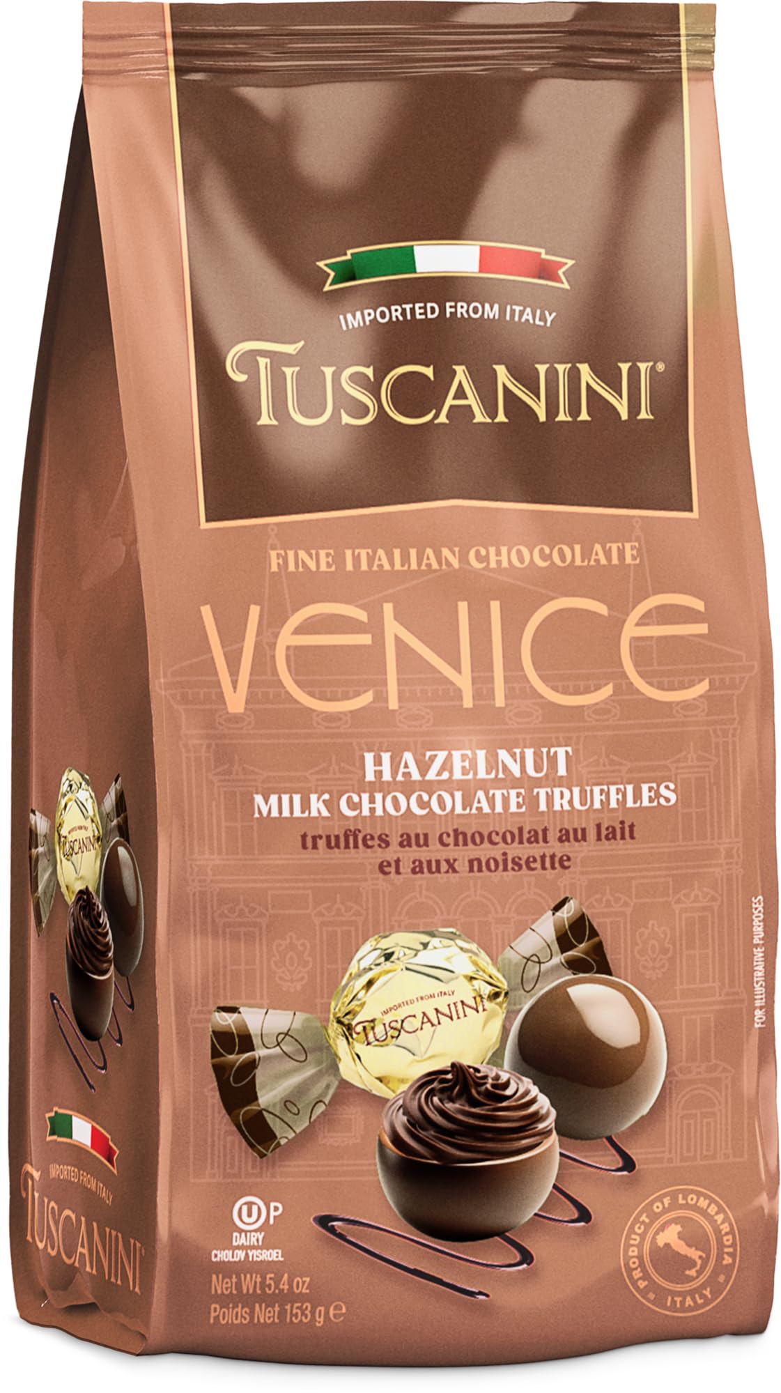 TuscaniniFine Italian Hazelnut Milk Chocolate Truffles, Venice, 153g | Gourmet Italian | Premium Gift | Perfect for Holidays & Celebrations