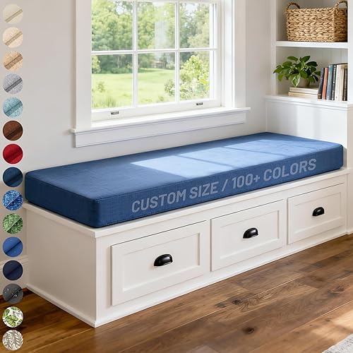 Lokex Cojín de banco, tamaño personalizado 90 + color, impermeable, doble ribete, cojines de banco para muebles de exterior, cojines antideslizantes