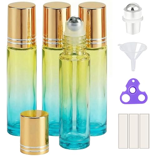 Miniatura 33 de PrettyCare 6 piezas, botellas roll-on de 10 ml para aceites esenciales con bola de rodillo de acero inoxidable - Botellas rellenables a prueba