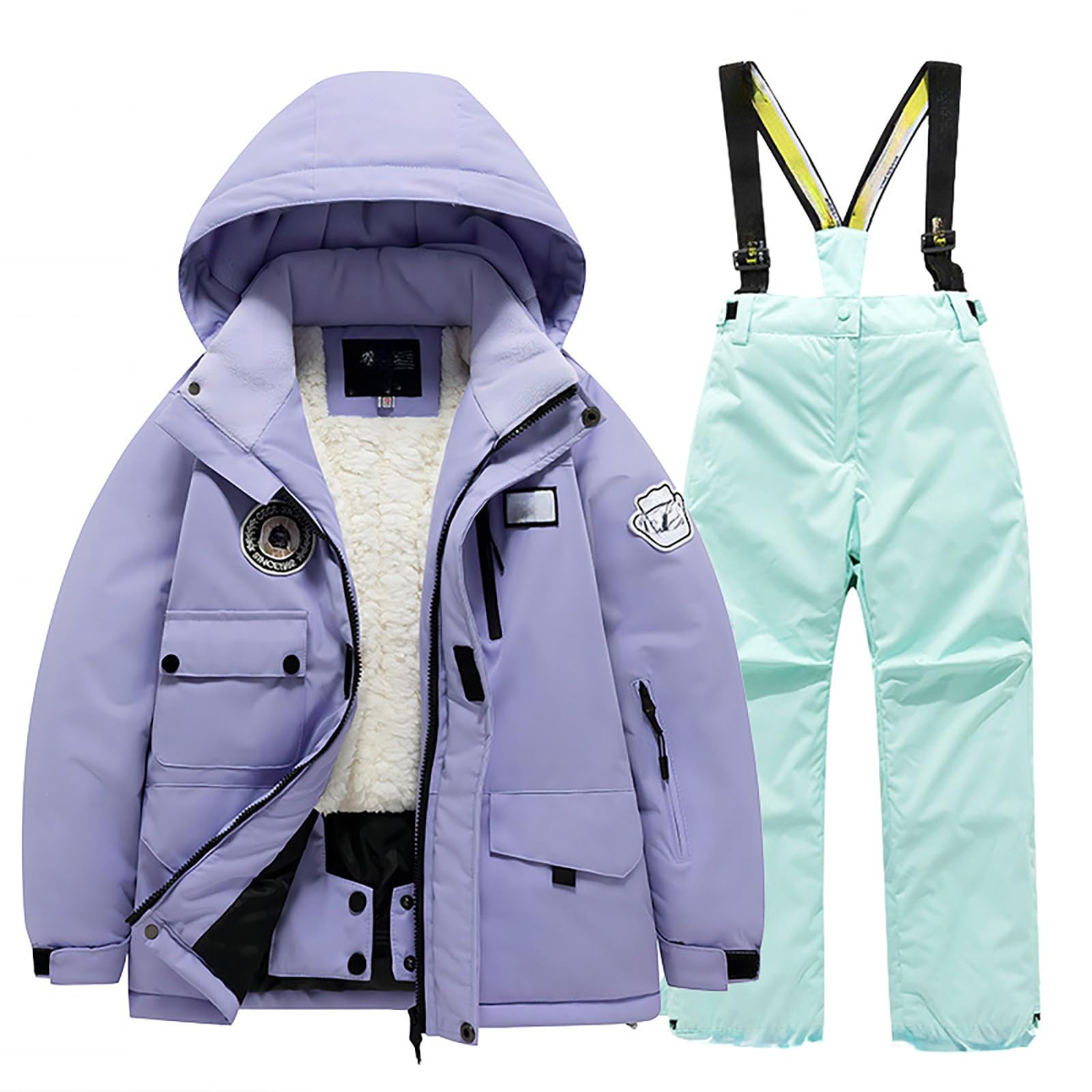 Traje de esquí para niños, traje de invierno, chaqueta y pantalón, cortavientos, cálido, unisex, ropa de snowboard
