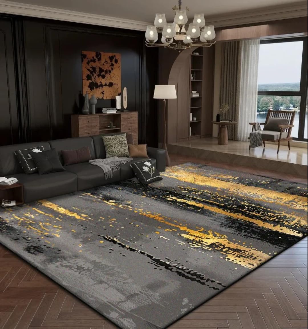 Tapis de salon abstrait doux 160 x 230 cm idéal sous le canapé pour des moments cosy en famille