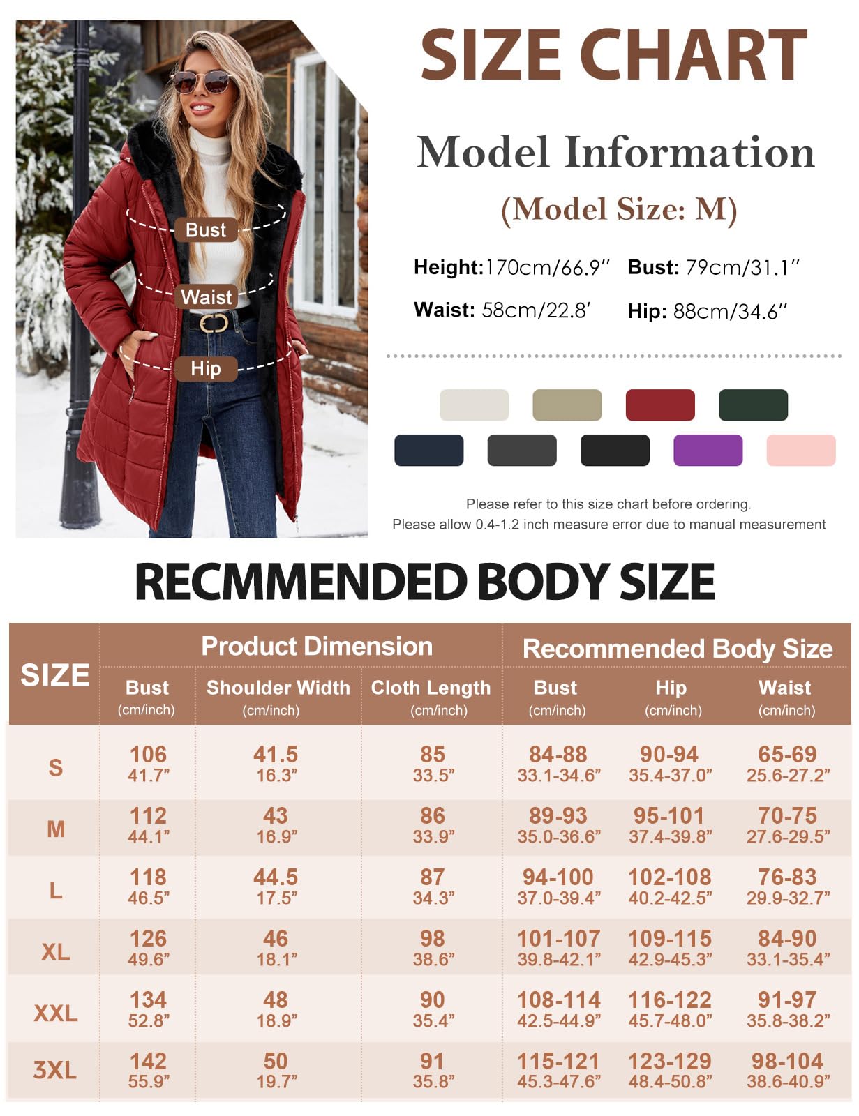 CMTOP Cappotto Donna Invernale Lungo Imbottito Parka Donna con Fodera in Peluche Cappuccio Regolabile Tessuto Idrorepellente Tasche con Zip e Polsini Antivento a Costine
