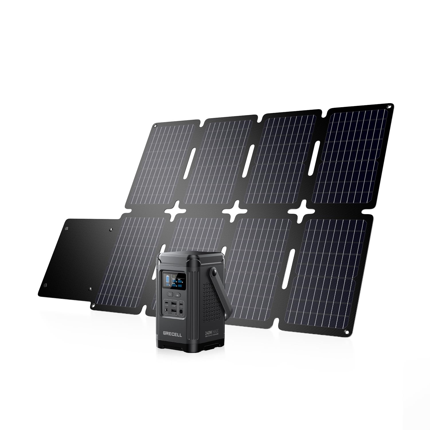 240W Portable Power Station with 80W Foldable Solar Panel 153 6WH Solar Generator LiFePO4 Battery with Portable Solar