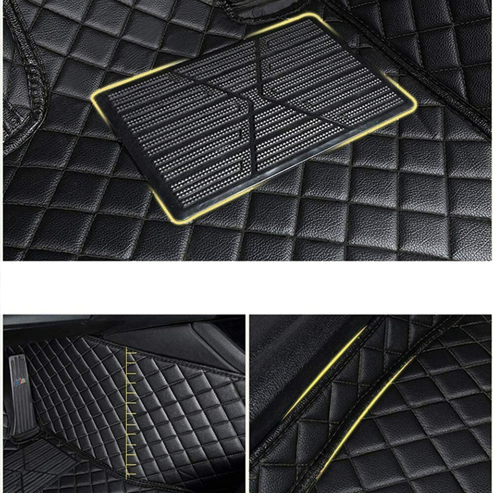 Custom Luxury Leather Car Floor Mats Upgrade Your Car's Interior All-Weather Protection for Cars, SUVs, Trucks Compatible with Automotive Mats (Pink+Black beig)