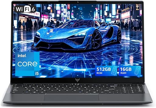 Laptop with Windows 11,15.6 inch Laptop Computer with Intel 12-Core i5 Processor Up to 4.5GHZ,16GB RAM 512GB SSD,WiFi 6, Webcam,Intel Iris Xe Graphics,High Performance Laptops for Student,Business