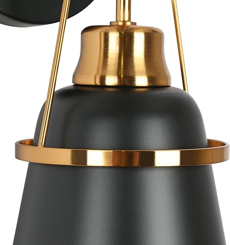 Miniatura 7 de GEPOW Apliques de pared de oro negro, apliques modernos de 1 luz para dormitorio, baño y sala de estar