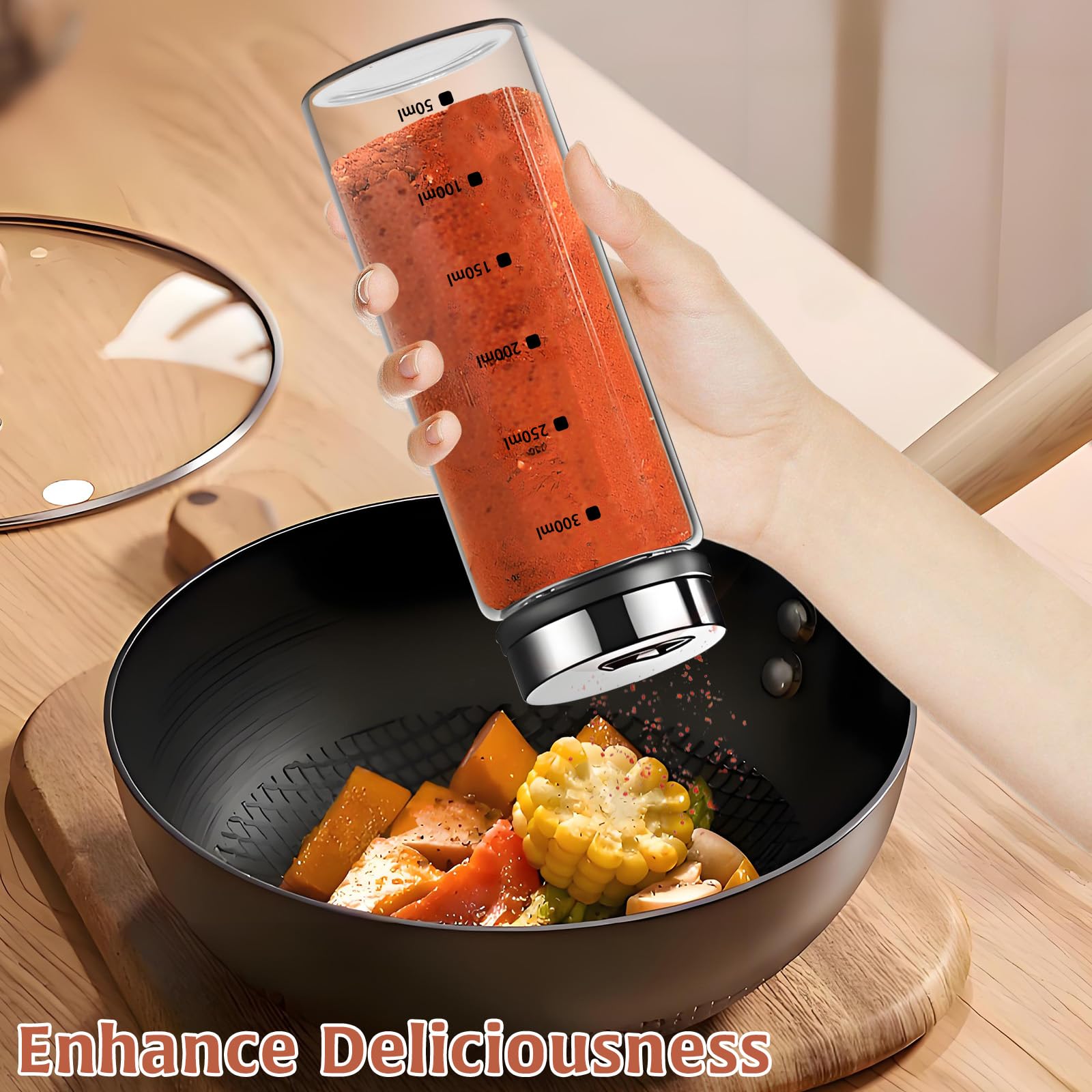 Saliera e pepiera grandi in vetro con fori regolabili, dispenser brand per sale e pepe in acciaio inossidabile con coperchi rimovibili, per cucina e ristorante