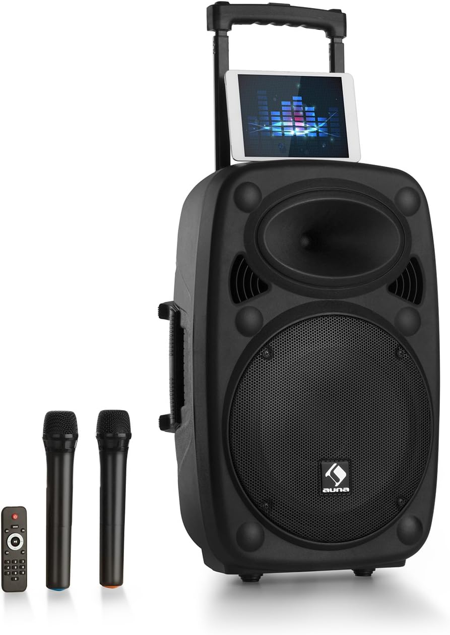 Auna PRO Streetstar Cassa Karaoke, Subwoofer, Microfono Wireless UHF