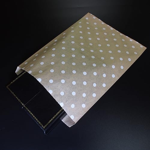 Miniatura 10 de CuteBox - Bolsas de regalo de papel kraft de papel plano con lunares rojos/blancos, 100 unidades (4 x 6 pulgadas) para mercancía, manualidades