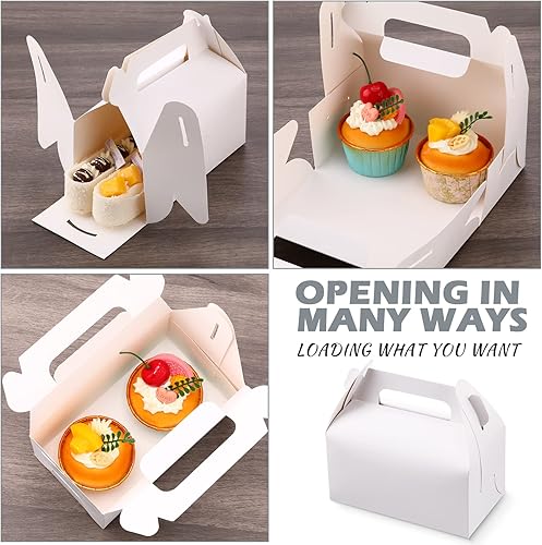 Miniatura 3 de Geyee 100 cajas de regalo de 6.4 x 3.6 x 4 pulgadas, cajas a dos aguas a granel, caja de regalo de papel con asa para bodas, fiestas de cumpleaños,