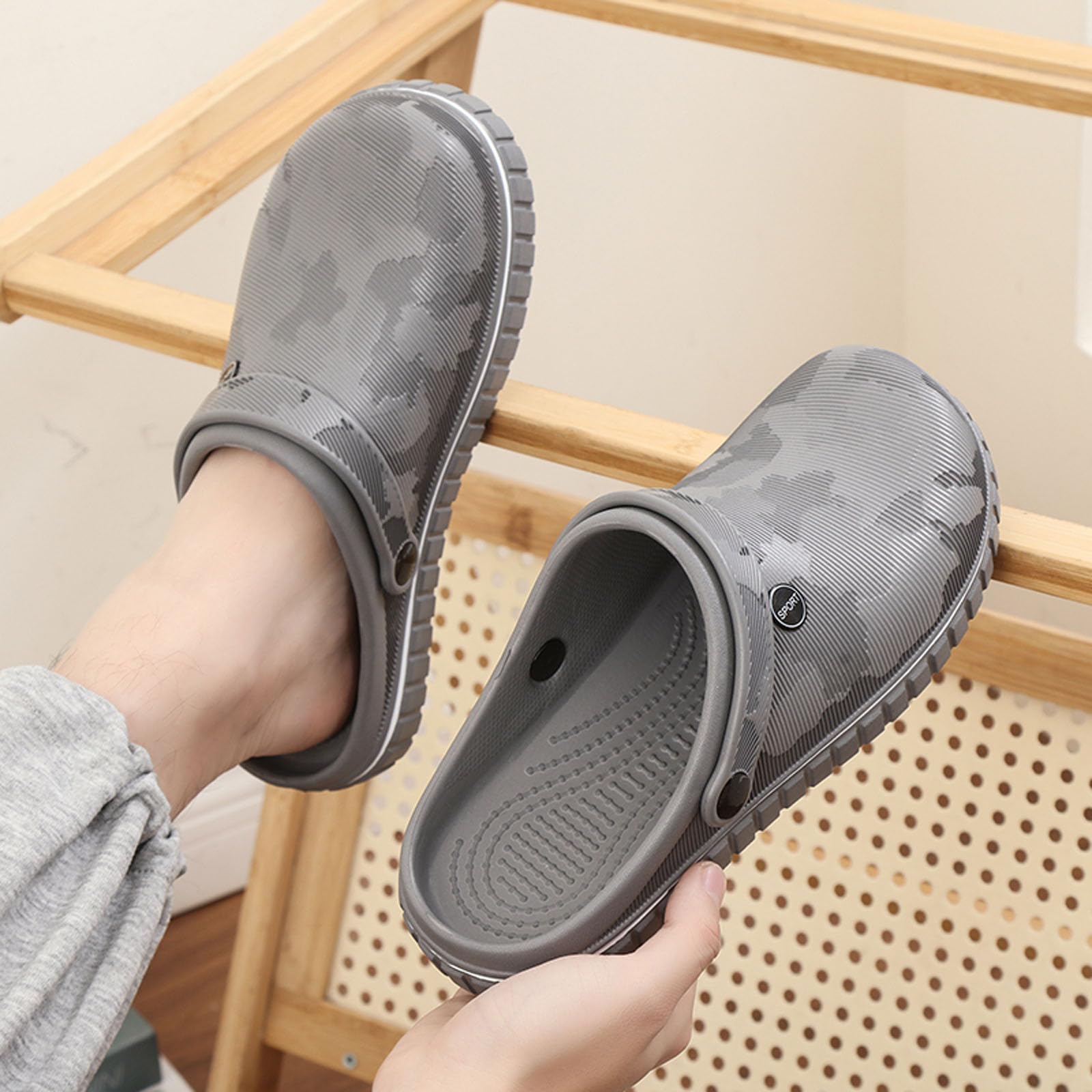 SECHRITE Męskie chodaki ogrodowe, chodaki, gumowe, męskie, buty robocze, pantofle, lekkie gumowe buty do kuchni, szpitala
