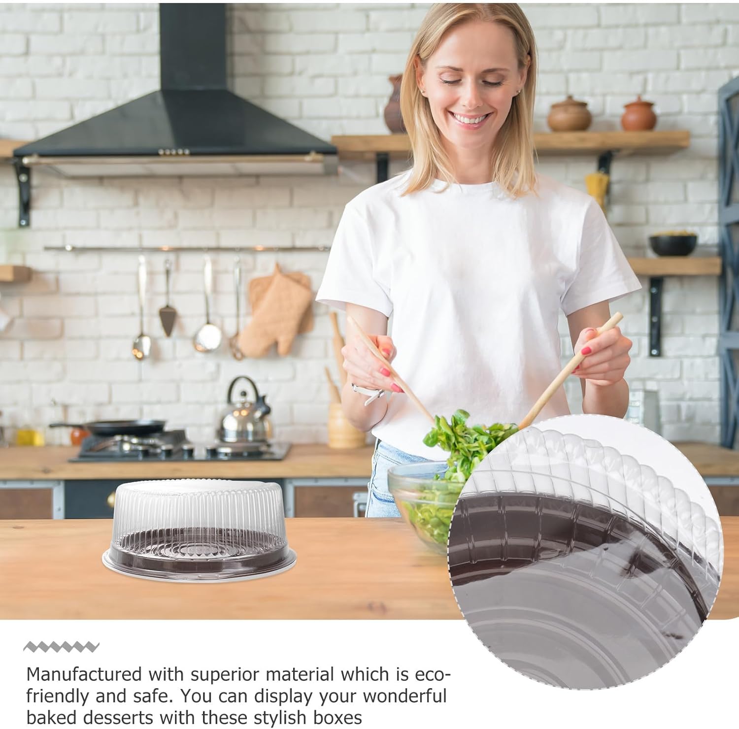 10pcs 8 Inch round Plastic Cake Boxes Disposable Cake Carriers for Pastries Bakery Single Cupcake Packaging