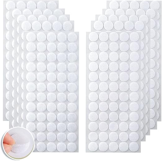 Self Adhesive Dots 600 PCS (300 Pairs) 0.78"/20 mm Diameter Sticky Back Magic Sticky Dots Waterproof Hook & Loop Dots with Adhesive for Art Craft Classroom Office Home Deco White