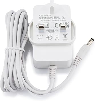 12v 15W Power Supply Adapter for Alexa Echo Devices, 1.25A, with 1.8m Cable, Echo dot 3rd,4th,5th, Echo show 5 1st & 2nd, Amazon echo, Echo dot charger 5th gen, Alexa echo pop 2023