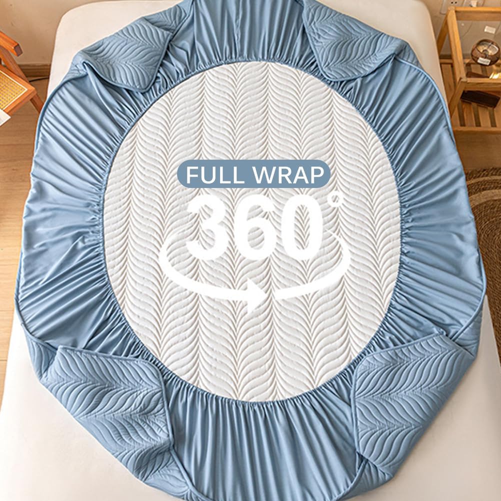 Khaki,150 * 200cmQUEEN,LDLCYCN Waterproof Mattress Protector Queen King Size Fitted Sheet with 360° Elastic Band Breathable Noiseless Mattress Pad Cover with 10In Deep Pocket Bed Cover Washable