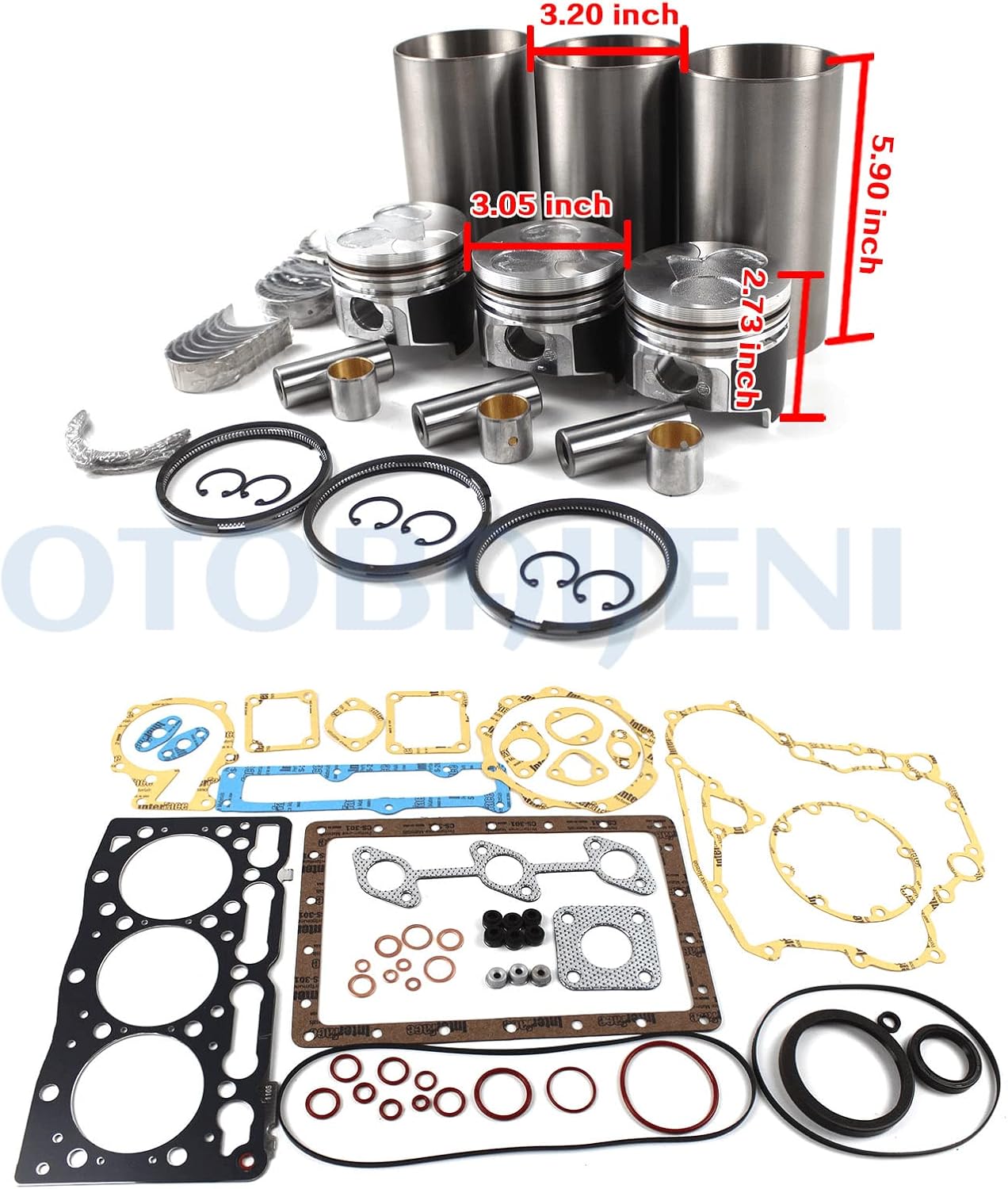 D1105 Engine Overhaul Rebuild Kit for Kubota D1105 Engine Excavator KX41 KX36-2 KX41-2 KX91-2 KX61-2 Engine Rebuild Kit Aftermarket Parts