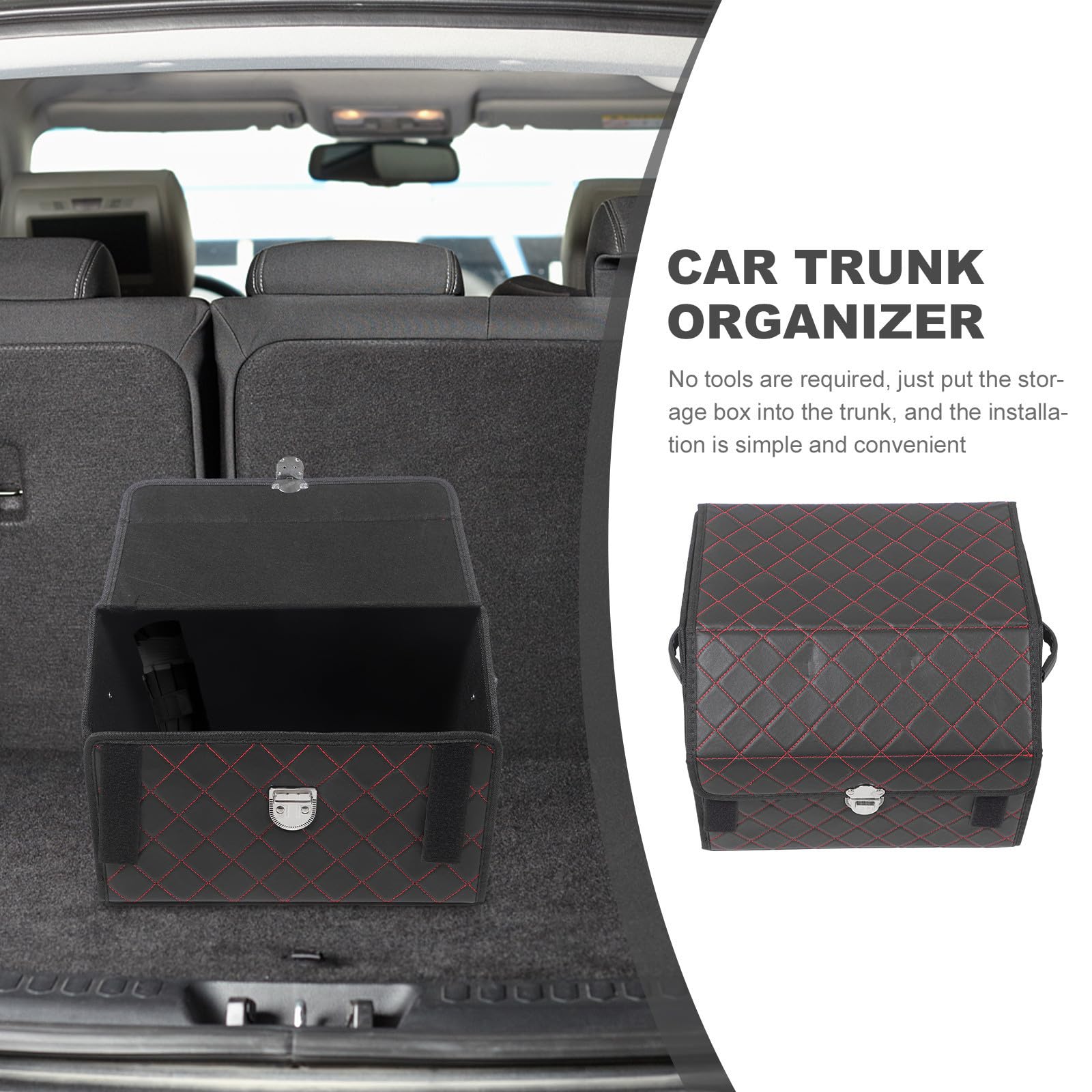 DOITOOL Organizador de Maletero de Coche Plegable Negro Cuero Suv