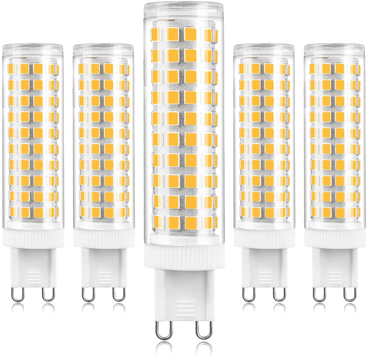 G9 LED Light Bulb, 12W (100W Halogen Equivalent) 1200LM 124 PCS LED lamp Beads AC 220V for Chandelier Home Lighting, Non Dimmable, 360 Degree Beam,Cold White,5 Pack