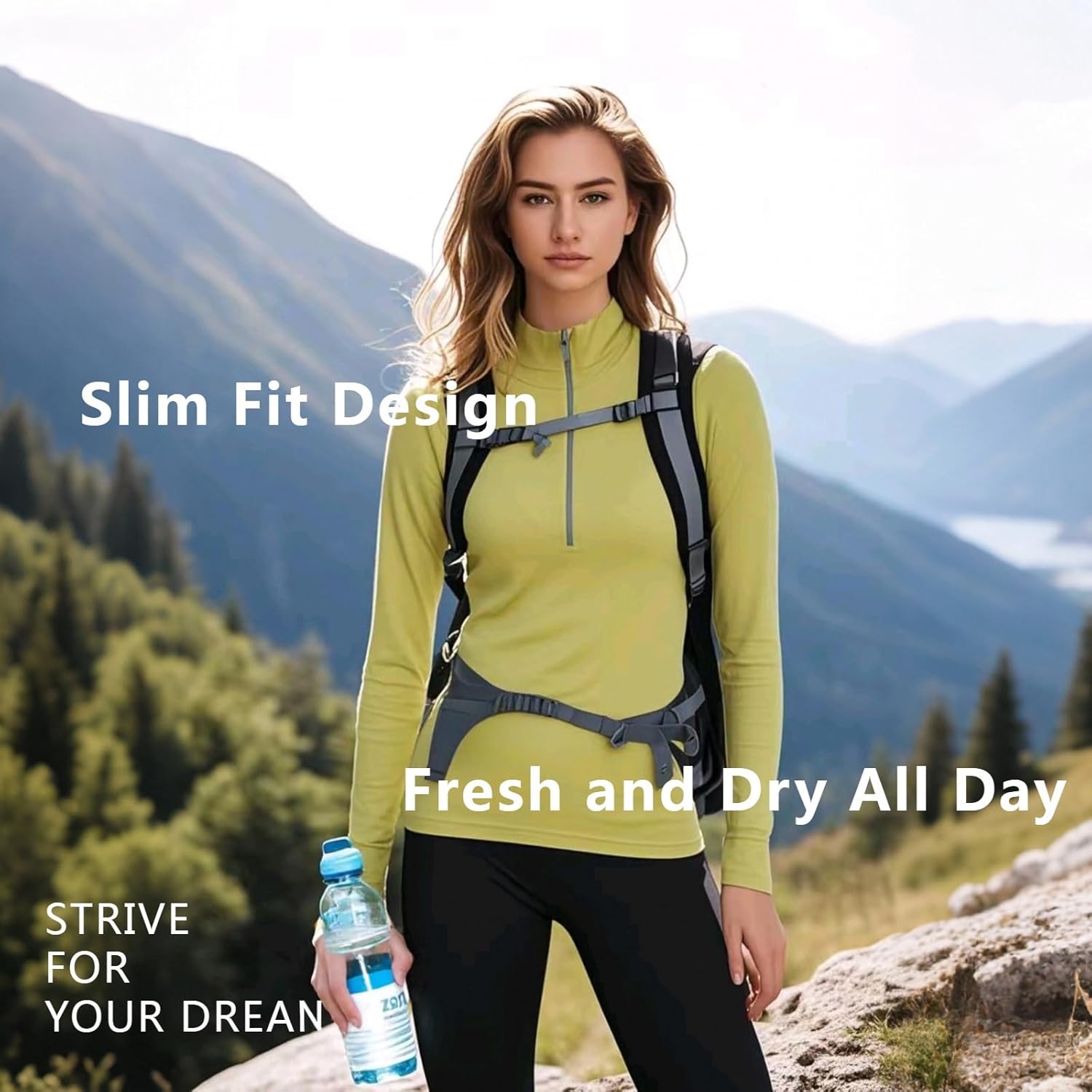 MERINNOVATION Merino Wool Base Layer for Womens - Wool Half Zip Sweater Long Sleeve Midweight Quarter Zip Women Shirt - Image 6