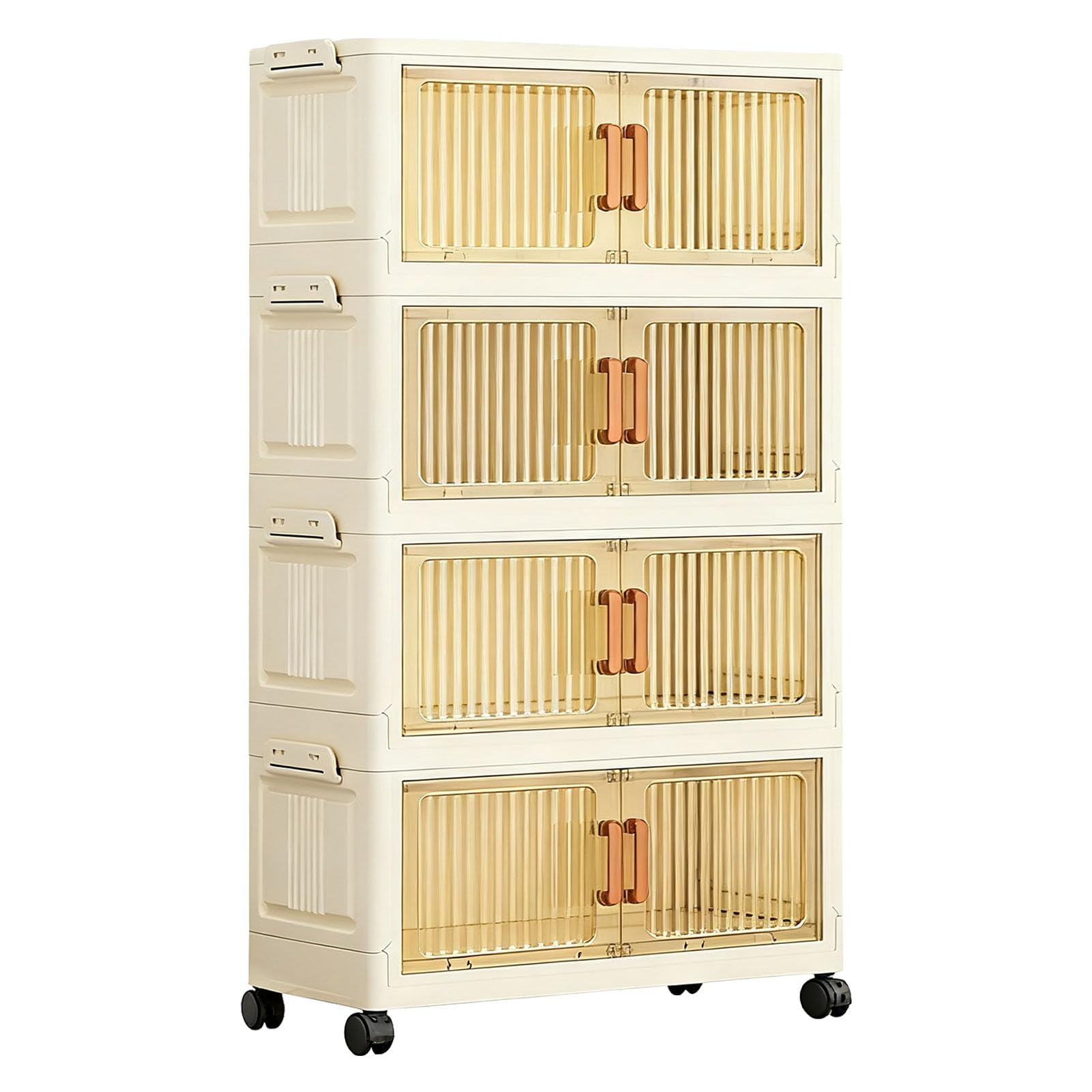 Zestaw 2–5-Poziomowych, Sztaplowanych Pudełek do Przechowywania z Pokrywami, Składane Pojemniki o Szerokości 50/60 cm z Kółkami, Organizer do Sypialni Salonu Gabinetu i Biura B 4 Layers 60cm