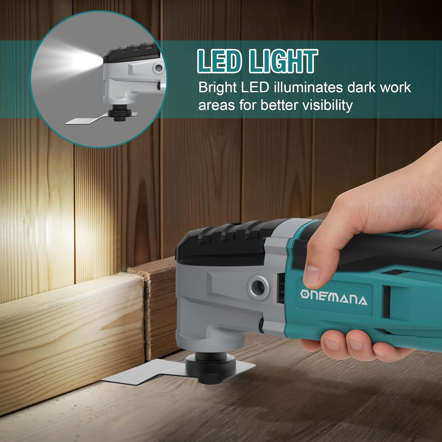 18V Oscillating MultiTool Cordless,18000RPM 6 Variable Speed Multi Tool for Cutting Wood Drywall Nails Remove Grout & Sanding(Tool Only) - Image 6