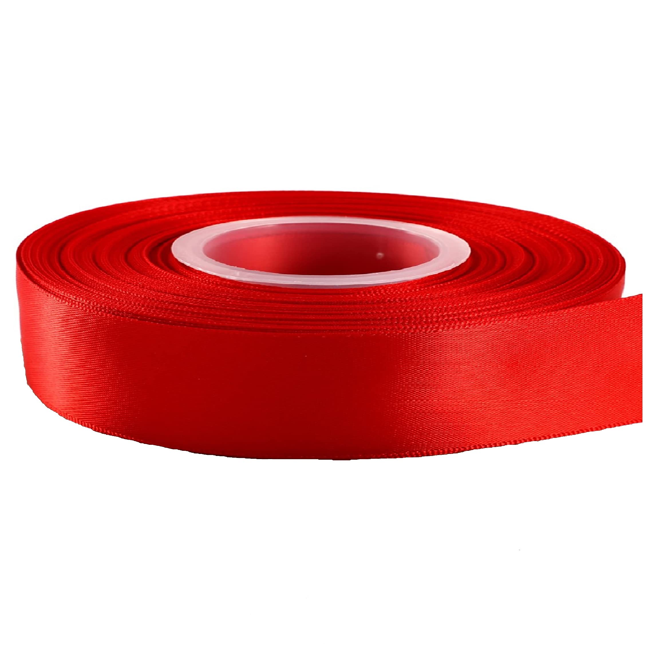 Gcs Red 22 Meters Satin Ribbon 10Mm (Red) Double Sided For Gifts Wrap, Sew, Party, Decorations, Crafts, Events, Dress, Bows And Much More