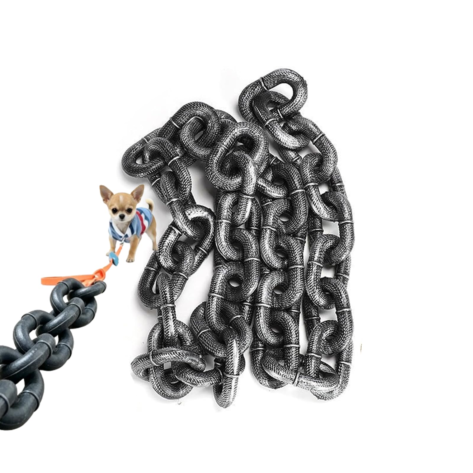 Iron Paw Chain Leash, Lightweight Big Chain Leash For Small Dog Funny, Plastic Imitating Iron Chains Looks Strong and Heavy for Small Dog/Cat Photo Props, 4.9/6.5/9.8ft (Silver,M-1.5m)