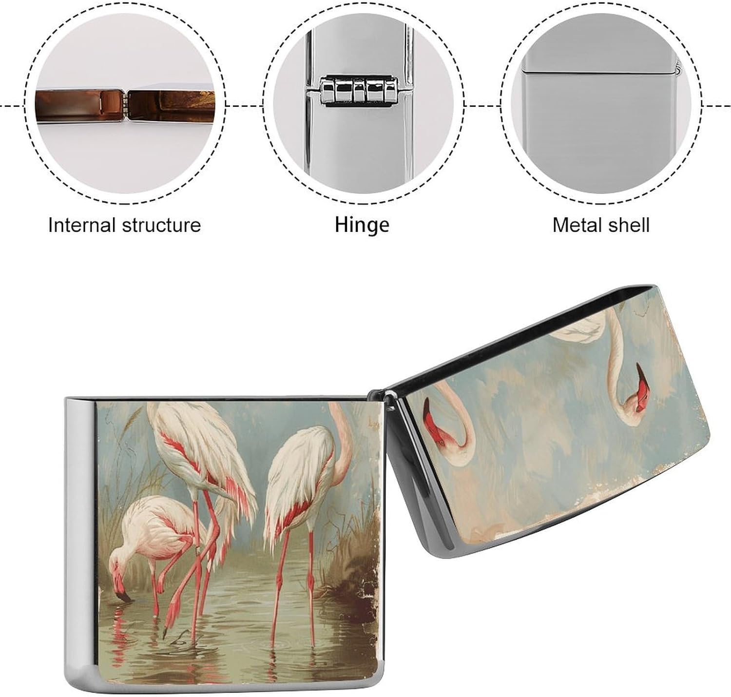 Flamingo in Water Metal Lighter Case Cover Lighter Sleeve