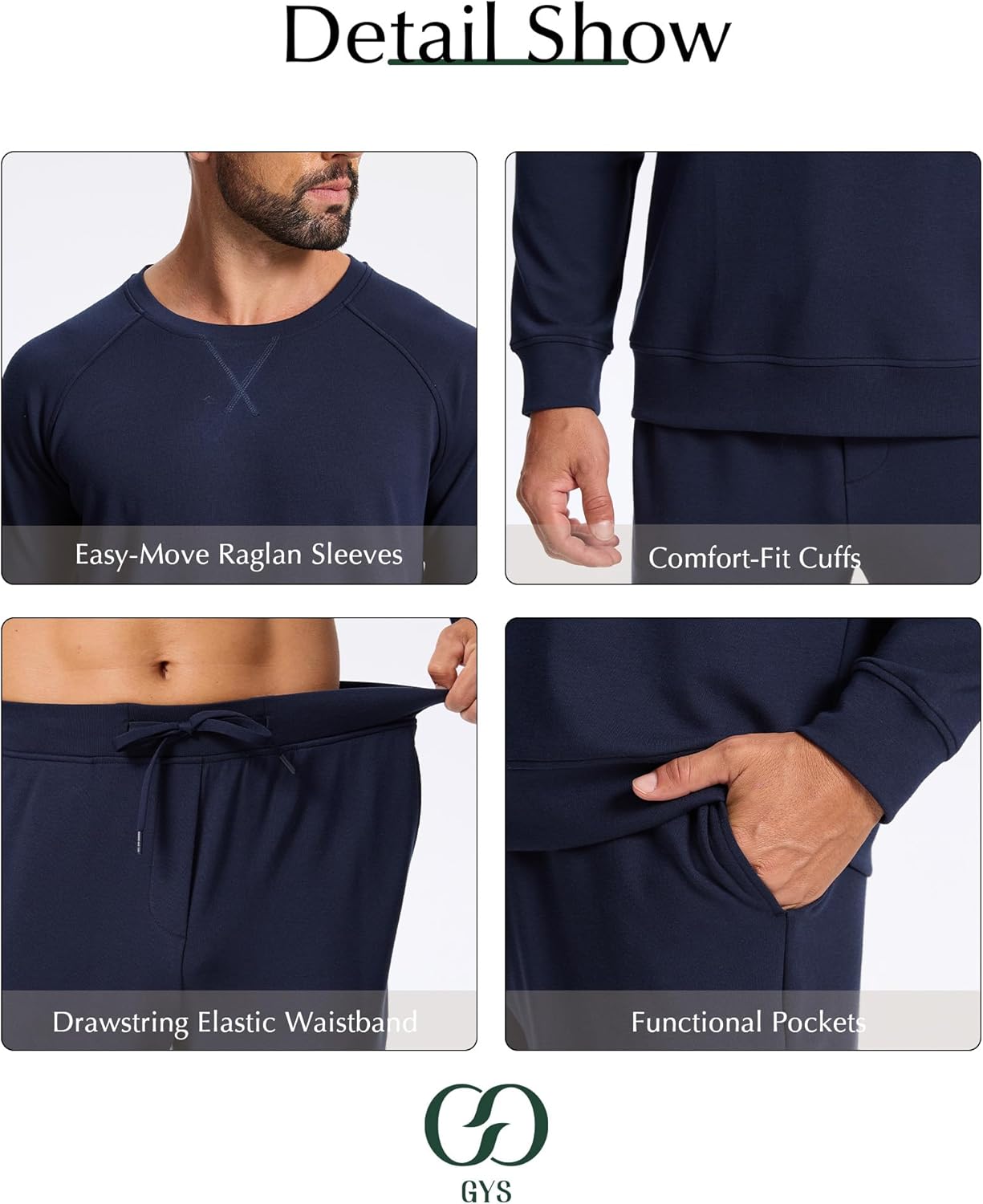 GYS Mens Sweatsuit 2 Piece Outfits Sets, Long Sleeve Fall Tracksuit Casual Jogging Sweat Suit Set