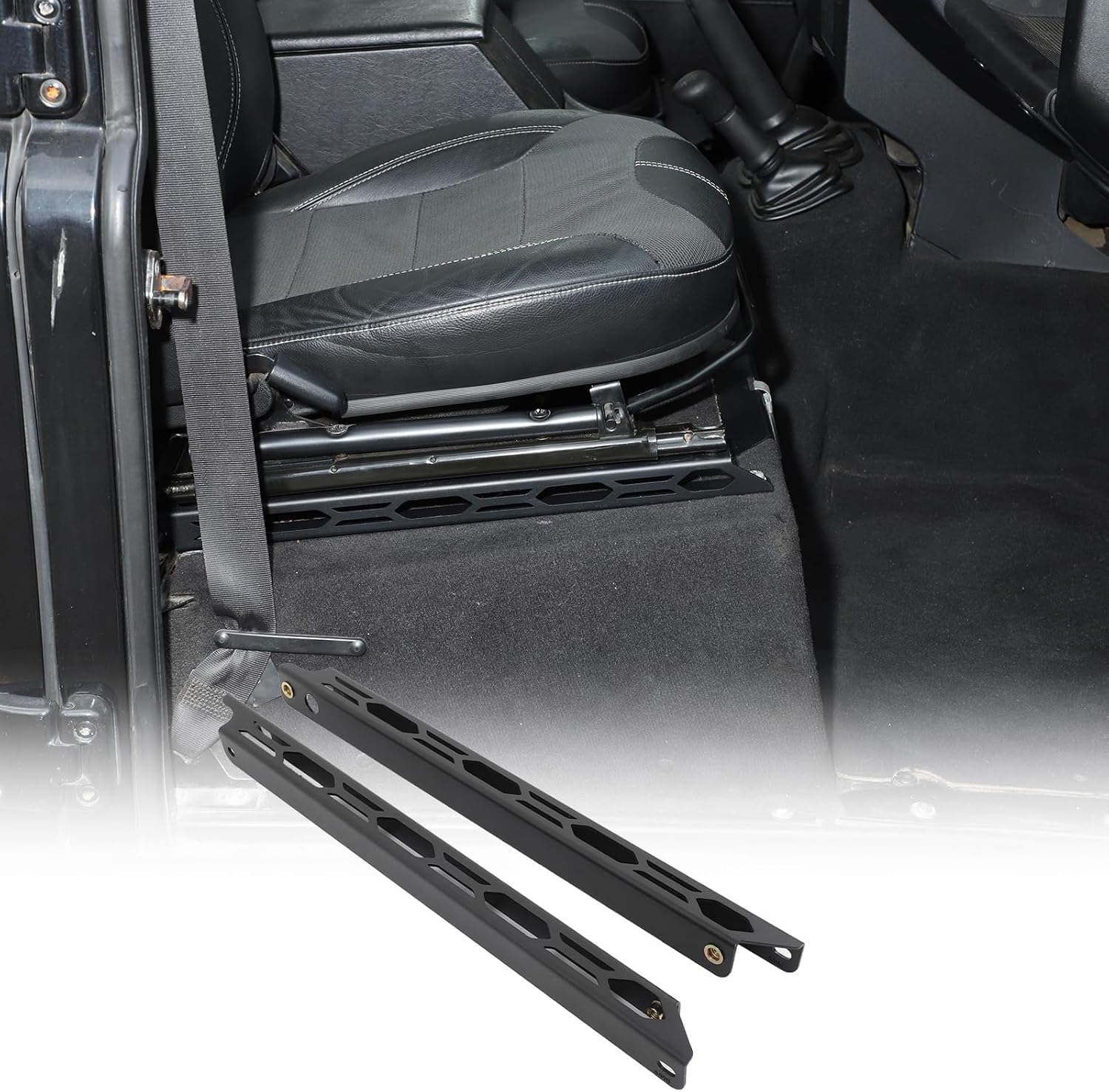 Black Carbon Steel Car Seat Mount Bracket Compatible with Defender 2004-2018 Adjustable Automotive Seat Mounting Brackets,Car Front Side Mount Brackets for Seats