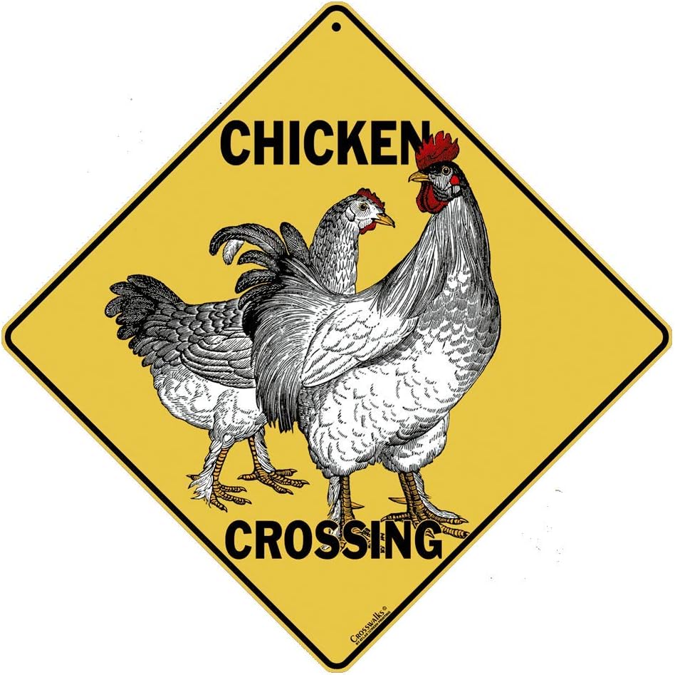 CROSSWALKS Chicken Crossing 12" X 12" Aluminum Sign (X247)