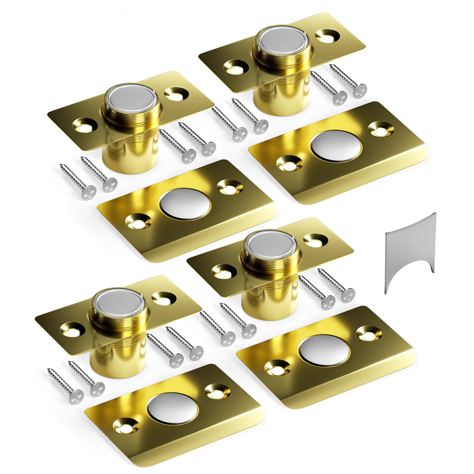 Tonitrui Silent Ball Catch, Adjustable Strong Magnet Door Catch,Using Completely noiseless,Replacement Door Ball Catch, Perfectly Replacing The Old Ball Catch(Gold 4 Pack, Upgraded Version)