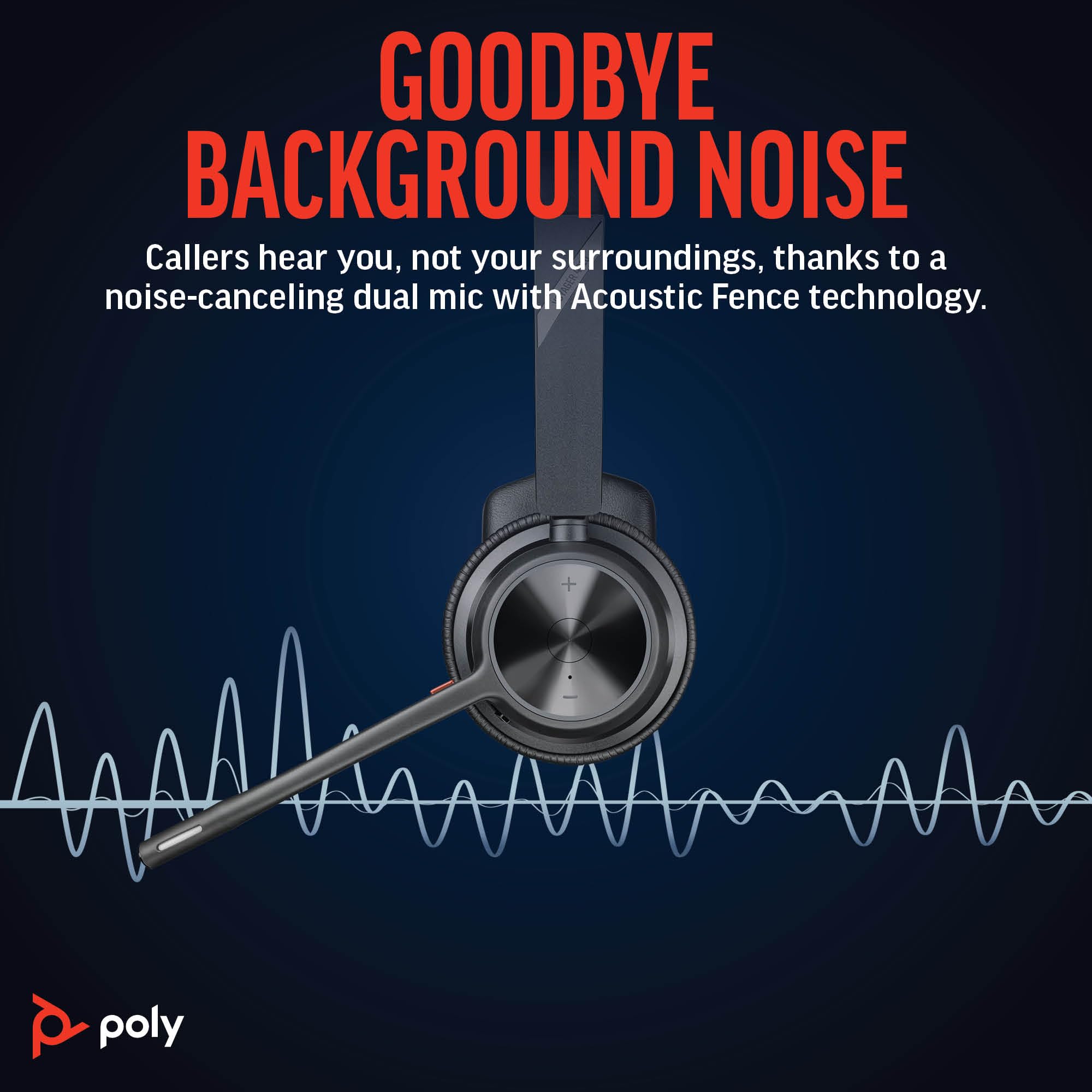 Poly Voyager 4310 UC bezprzewodowy zestaw słuchawkowy i podstawka ładująca - zestaw słuchawkowy Bluetooth z mikrofonem wysięgnika z redukcją szumów - połączenie z komputerem PC/Mac/telefonem