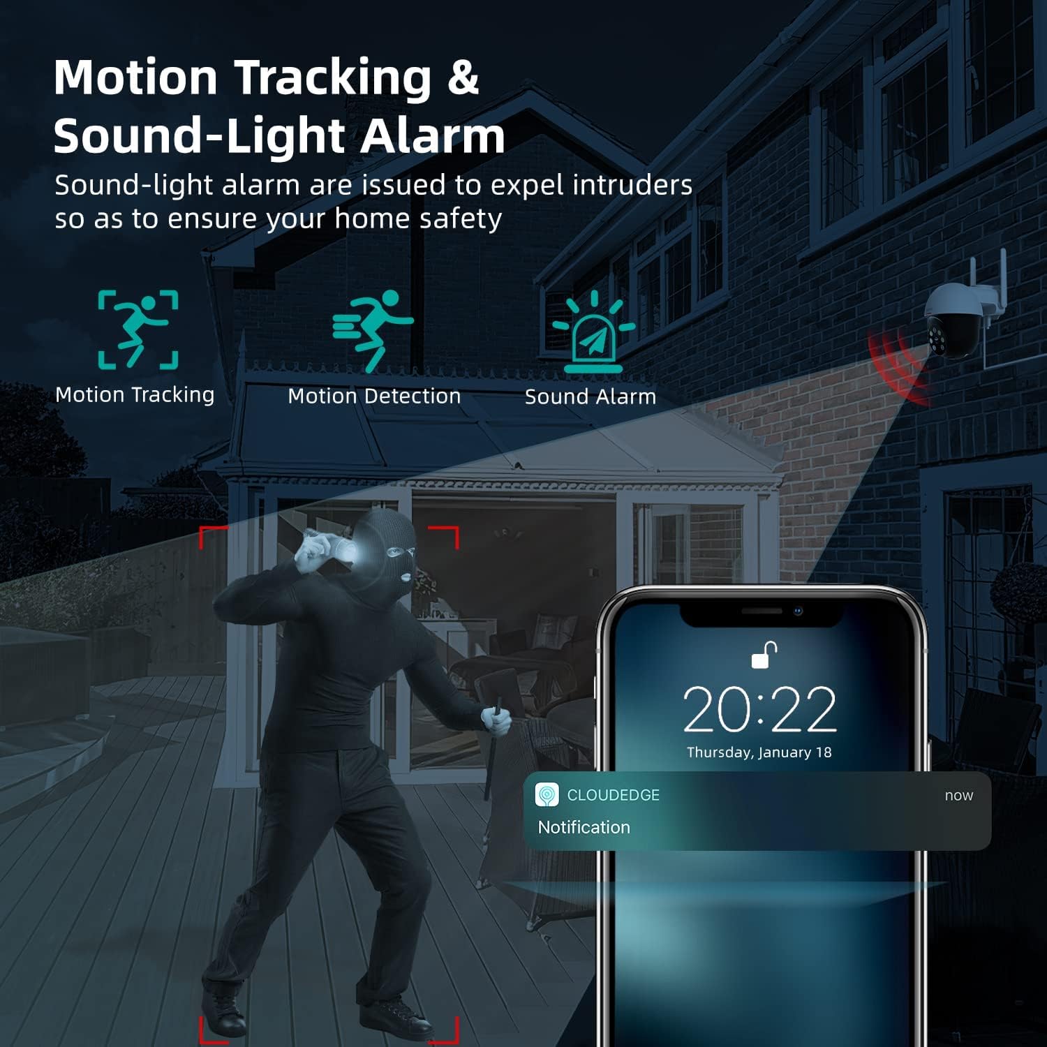 DEKCO 2K Security Camera Outdoor 2 Packs, WiFi Surveillance & Security Camera Pan & Tilt 360° View, 3MP Home Security Camera with Motion Detection Auto Tracking Smart Alerts, 2-Way Audio, IP66