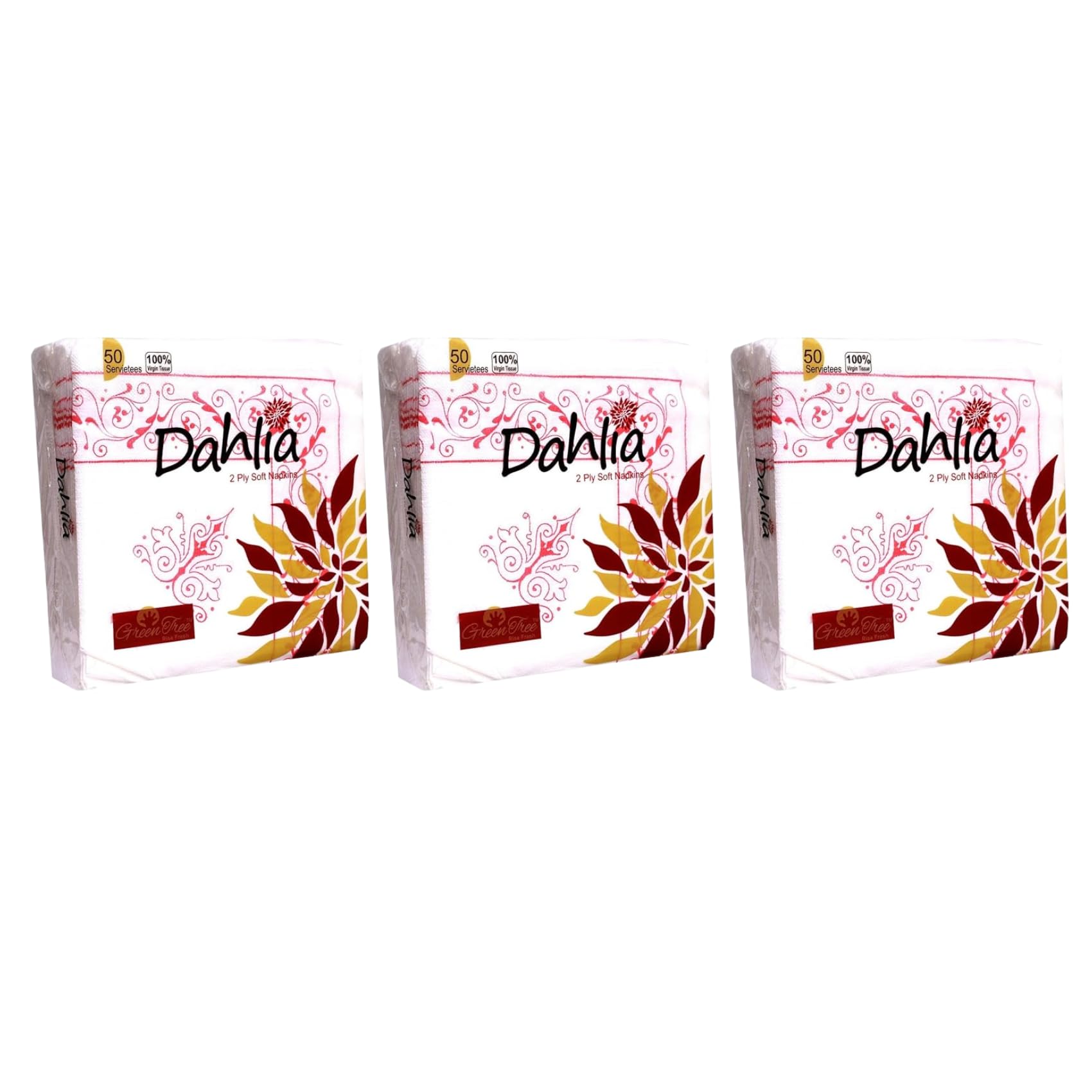 Green Tree Dahlia Double Ply Tissue Paper Napkins 50 Piece Per Pack 2 Ply, 40 * 40 Size (3) (B0BF4V553N) Amazon Price History, Amazon Price Tracker