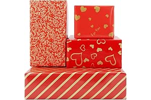 Red Gold Hearts Love Lunar New Year Wedding Wrapping Paper