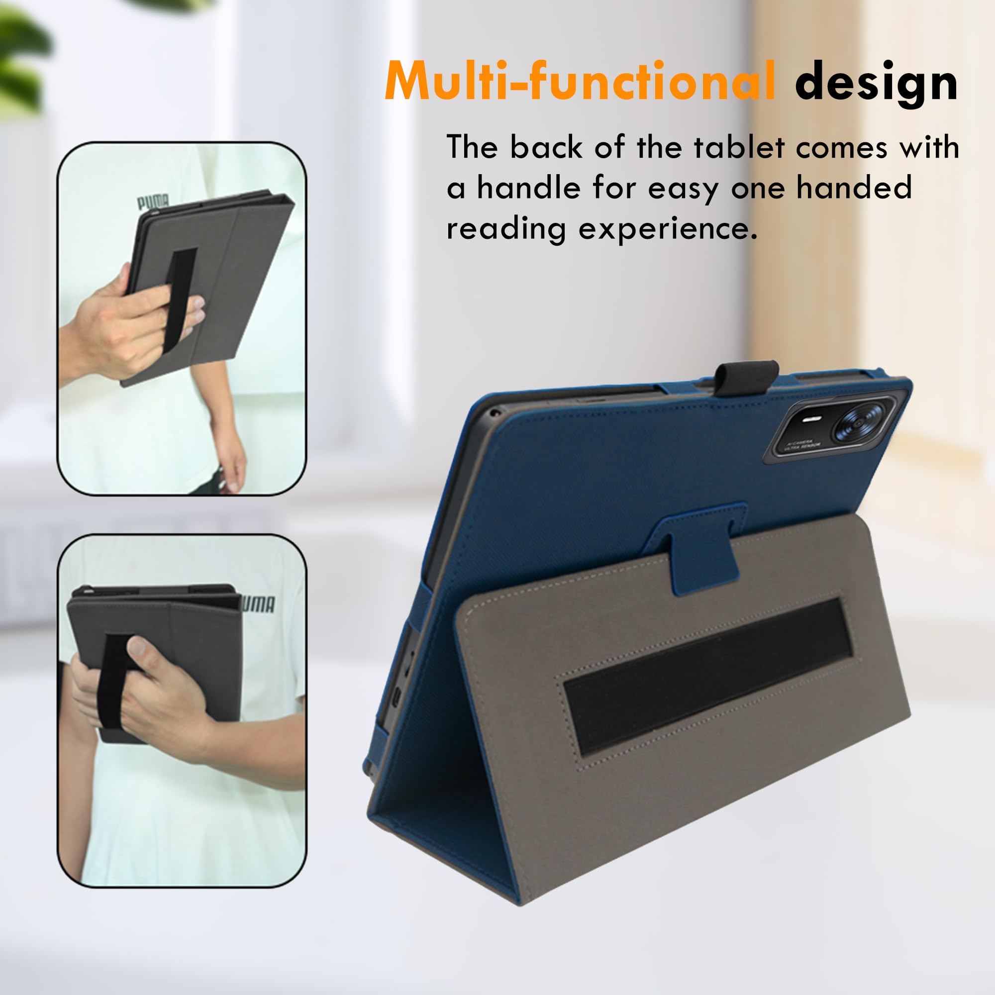 Custodia Per Tablet DOOGEE U12 12 Pollici – Pelle PU, Leggera, Con Supporto E Cinturino Da Polso – Blu Scuro, Protezione Antigraffio
