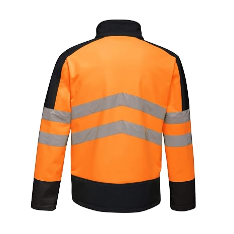 Regatta TRA625 5LV80 Professional Hi-Vis Waterproof and Breathable Softshell Jacket, Orange/Navy, XL