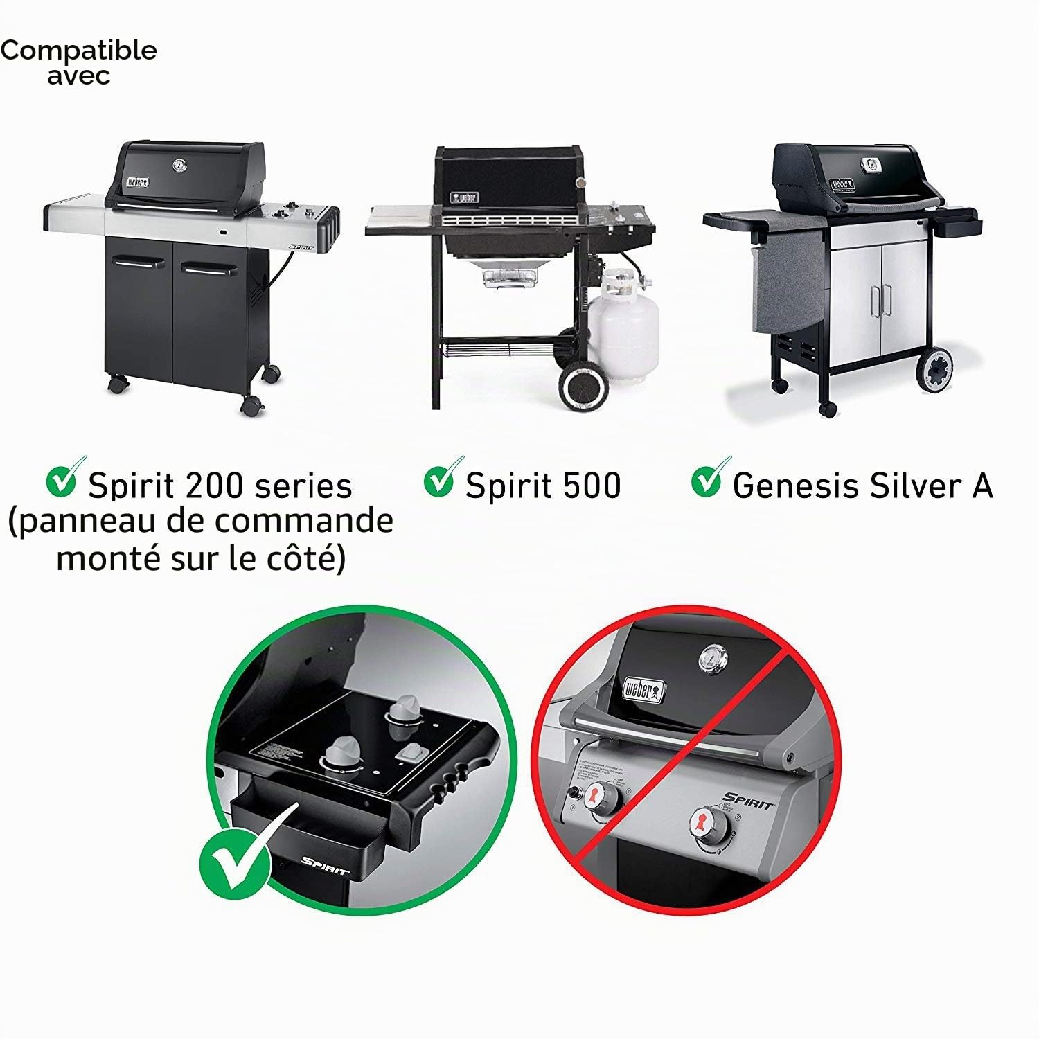 onlyfire 54,6 cm Barres Flavorizer en Acier Inoxydable pour Weber Spirit 500, Spirit E-210 (Contrôle Latéral, Avant 2012), Genesis Silver A, Remplacement pour Weber 7535, 5 Pièces