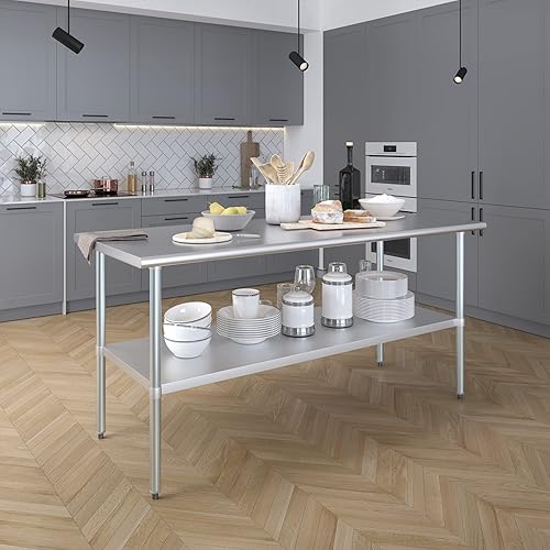 Vista 282 de AmGood Mesa de trabajo de acero inoxidable de 18 pulgadas x 36 pulgadas Mesa de preparación de alimentos de cocina de metal NSF