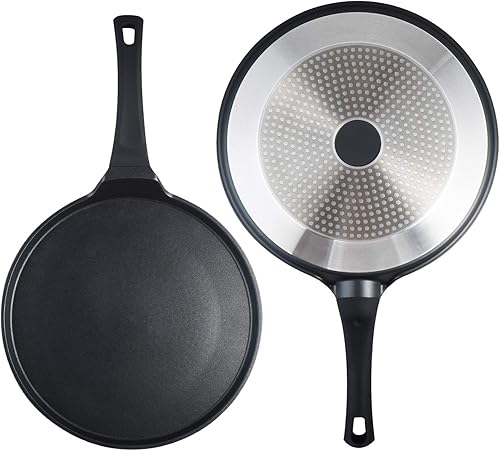 Miniatura 3 de S·KITCHN Sartén antiadherente para crepas, sartén Dosa, sartén Tawa para Roti Indio, parrilla antiadherente para panqueques compatible con placa