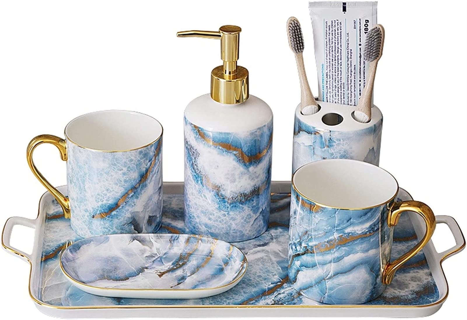 Zuhause Badezimmerzubehör Set Ceramic Bad Supplies Accessoires Set Bad Zahnbürstenhalter Seifenspender